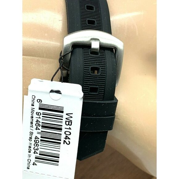 Fossil Men's Watch WB1042 Quartz Black Dial Silver Red Bezel 38mm Rubber… - Picture 10 of 13